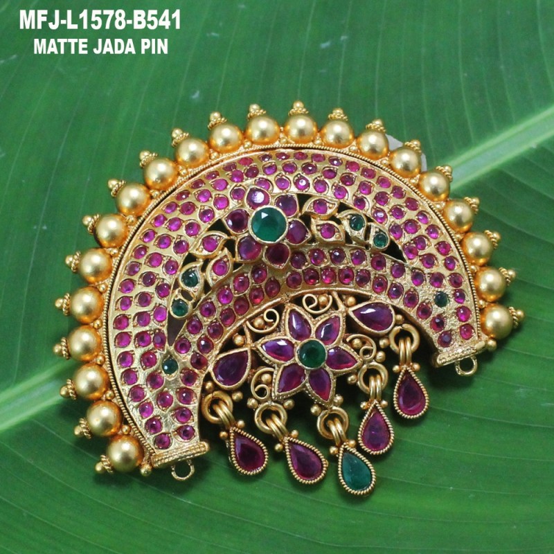 Ruby & Emerald Stones Lakshmi, Jumki & Peacock Design Mat Finish Hair Pin Buy Online