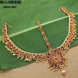 Ruby Stones Thilakam Design With Pearls Mat Finish 3 Side Headset Buy Online