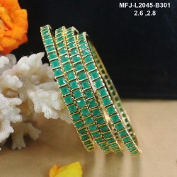 2.6 Size Blue Sapphire Stones Designer Gold Plated Finish Four Set Bangles Buy Online