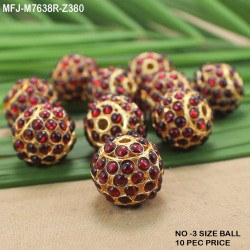 Red Colour Kempu Stones Golden Colour Polished Jewellery Making 22 MM Size Balls(10 Pieces) Buy Online