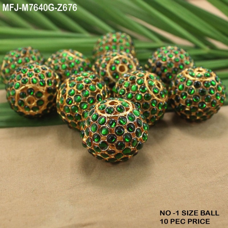 Red Colour Kempu Stones Golden Colour Polished Jewellery Making 26 MM Size Balls(10 Pieces) Buy Online