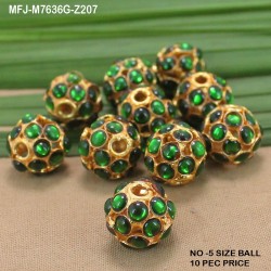 Red Colour Kempu Stones Golden Colour Polished Jewellery Making 10 MM Size Balls(10 Pieces) Buy Online