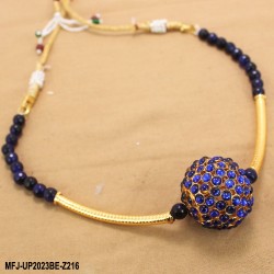 Blue Colour Beads With Golden Colour Polished Kempu Stones Ball Chain Buy Online