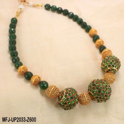 Red & Green Colour Beads With Golden Colour Polished Kempu Pendants Necklace Buy Online