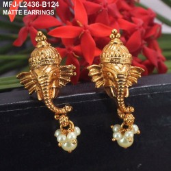 Ruby & Emerald Stones Peacock & Flowers Design With Pearls Drops Mat Finish Earrings Buy Online
