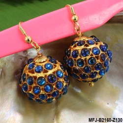 Kempu & Green colour Stones Flowers & Balls Design Earrings For Bharatanatyam Dance And Temple Buy Online