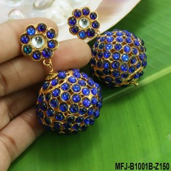 Blue Colour Kempu Stones Balls Design Earrings For Bharatanatyam Dance And Temple Buy Online