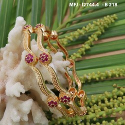 2.4 Size Ruby Stones Flowers Design Gold Plated Finish Two Set Bangles Buy Online