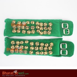 2 Line Bells - Green Colour Ankle  for dance, Brass Salangai | Ghungroos in Online