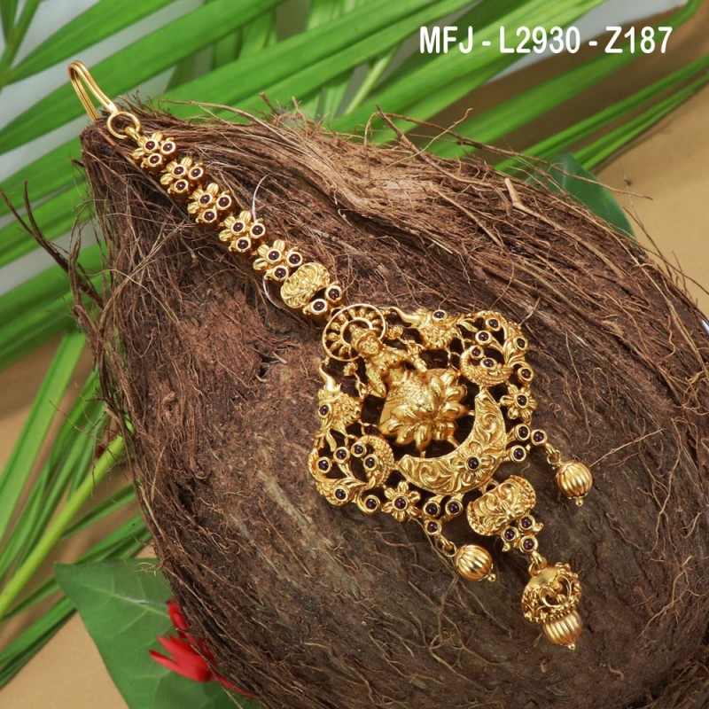 Ruby & Emerald Stones Lakshmi, Peacock & Flowers Design Mat Finish Headset Buy Online
