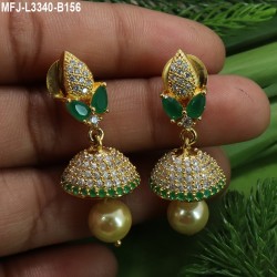 CZ, Ruby & Emerald Stones With Pearls Flowers Design Gold Plated Finish Jumki Buy Online