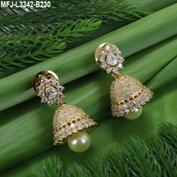 CZ,Ruby & Emerald Stones With Pearls Flowers Design Gold Plated Finish Jumki Buy Online