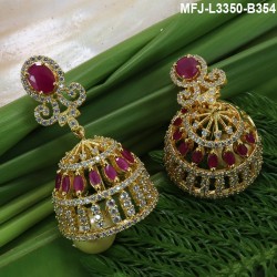 CZ,Stones With Pearls Musical Leafs Design Gold Plated Finish Jumki Buy Online