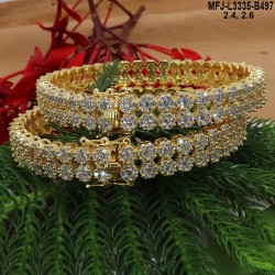 2.4 Size White, Red & Green Colour Stones Flowers Design Gold Plated Finish Four Set Bangles Buy Online
