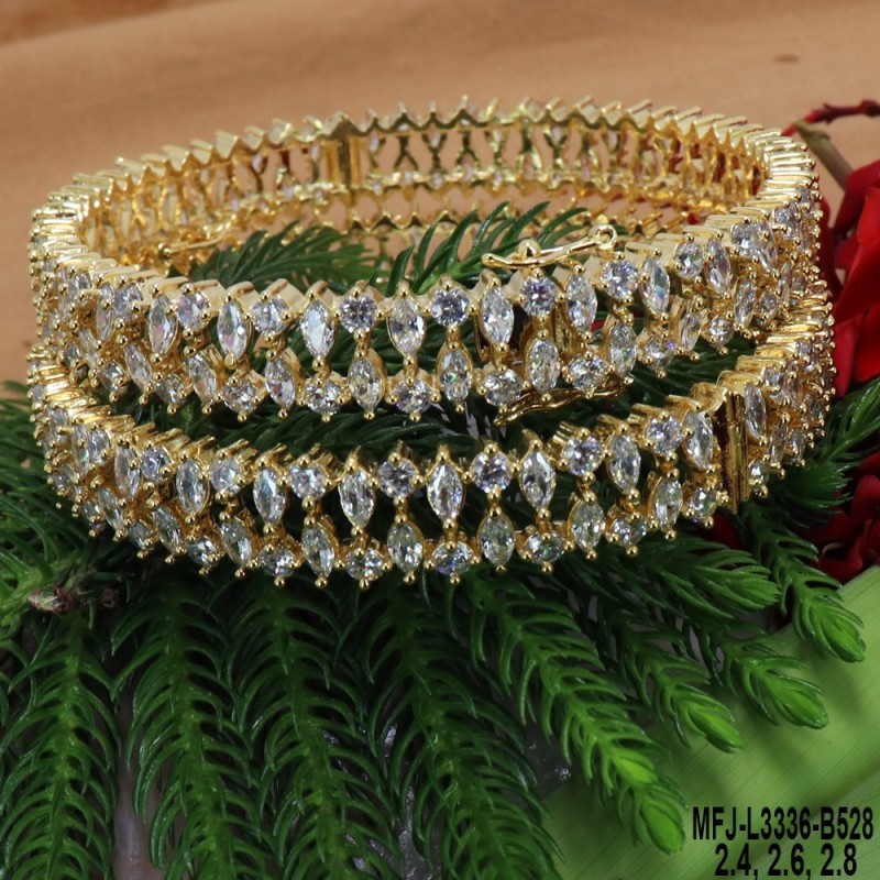 2.4 Size CZ Stones Flowers Design Gold Plated Finish Two Set Bangles Buy Online