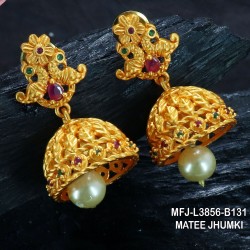 Ruby & Emerald Stones Peacock & Flowers Design Mat Finish Jumki Buy Online