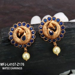 Red Colour Stones Peacock Design Mat Finish Earrings Buy Online