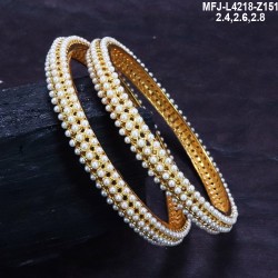 2.4 Size Kempu Stones Flowers Design Gold Plated Finish Two Set Bangles Buy Online