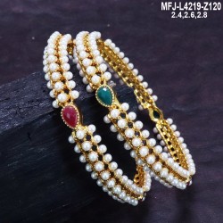 2.4 Size Pearls Designer Gold Plated Finish Two Set Bangles Buy Online