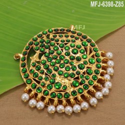 Kempu Stones With Pearls Flowers Design Pendant For Bharatanatyam Dance And Temple Buy Online