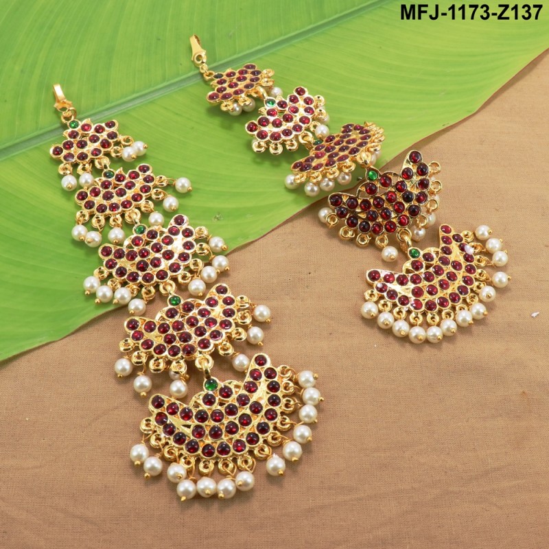 Kempu Stones 6 Step Design Mattel Earrings For Bharatanatyam Dance And Temple Buy Online