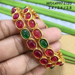 2.4 Size Kempu Stones Oval Design Gold Plated Finish Two Set Bangles Buy Online