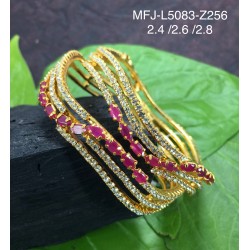 2.4 Size White, Red & Green Colour Stones Designer Gold Plated Finish Two Set Bangles Buy Online