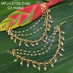 CZ, Ruby & Emerald Stones Leaves Design With Pearls Gold Plated Finish 3 Lines Mattel Set Buy Online