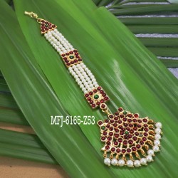 Kempu Stones With Pearls Flowers Design Hair Accessory For Bharatanatyam Dance And Temple Buy Online