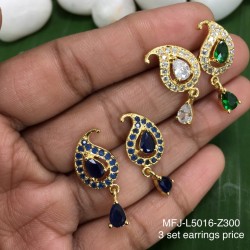 CZ,Ruby,Emerald&Blue Stones Mango Design Gold Plated Finish 4 Set Earrings Buy Online