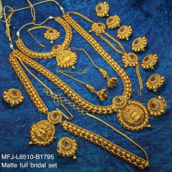 Ruby & Emerald Stones With Golden Balls Lakshmi With Mango Design Matt Finished Full Bridal Set  Buy Online