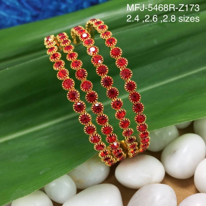 2.4 Size Ruby Stones Designer Gold Plated Finish Two Set Bangles Buy Online