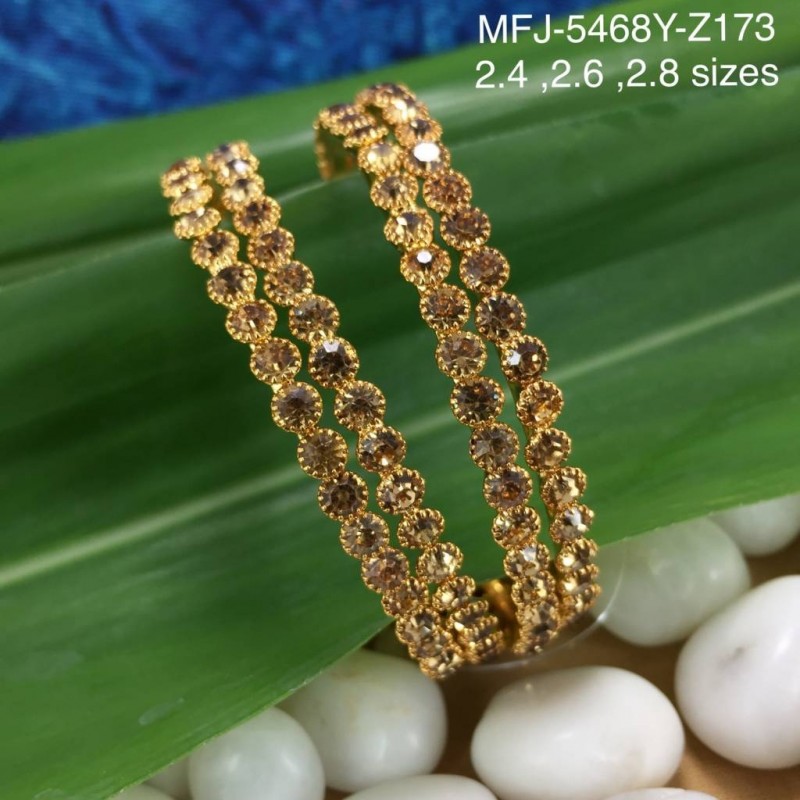 2.8 Size Ruby Stones Designer Gold Plated Finish Two Set Bangles Buy Online