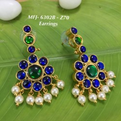 Green Kempu Stones With Pearls Design Earrings For Bharatanatyam Dance And Temple Buy Online