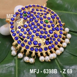Dark CZ, Blue & Green Colour Stones With Pearl Drops Peacock Design Rakodi For Bharatanatyam Dance And Temple Buy Online