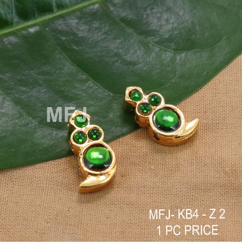 Green  Colour Kempu Stones Mango Designed Golden Colour Polished Jewellery Making Bit(1Pc Price) Online
