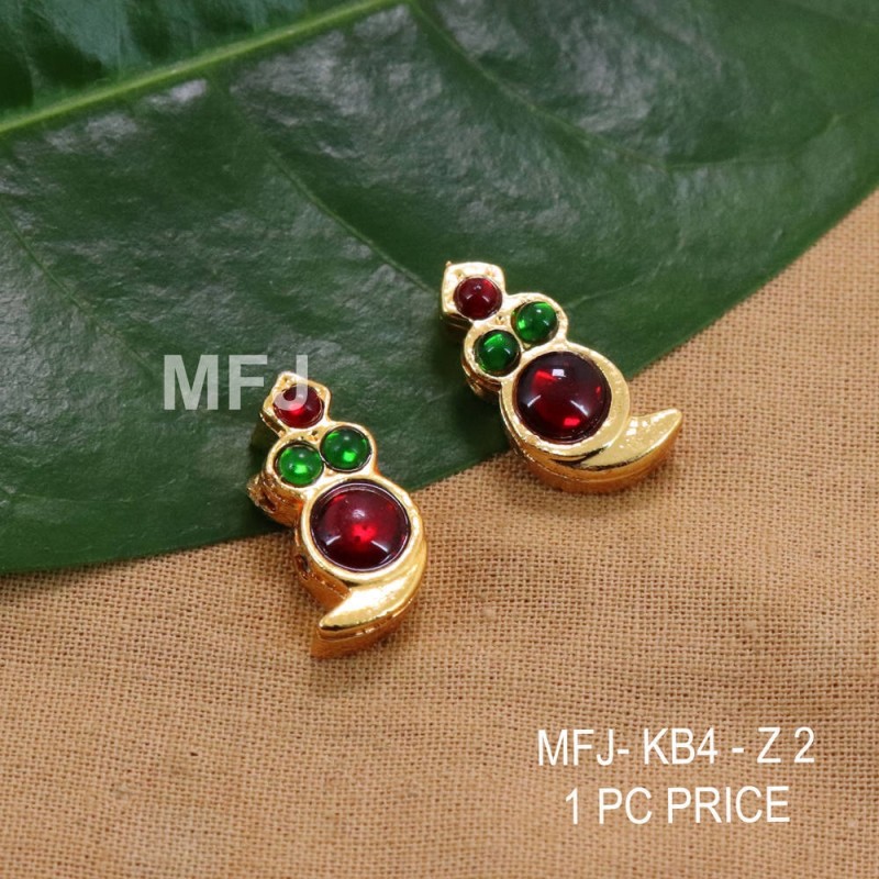 Red And Green Colour Kempu Stones Mango Designed Golden Colour Polished Jewellery Making Bit(1Pc Price) Online