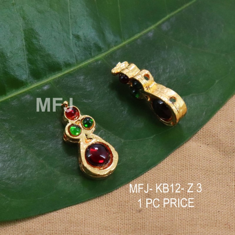 Red & Green Colour Kempu Stones Designed Golden Colour Polished Jewellery Making Bit(1pc Price) Online
