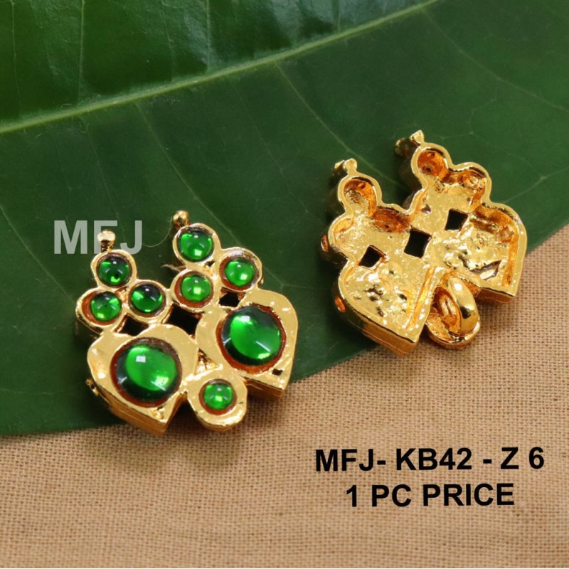 Green Colour Kempu Connector Stones Double Heart Designed Golden Colour Polished Jewellery Making Bit(1pc Price) Online