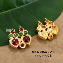 Red & Green Colour Kempu Connector Stones Double Heart Designed Golden Colour Polished Jewellery Making Bit(1pc Price) Online