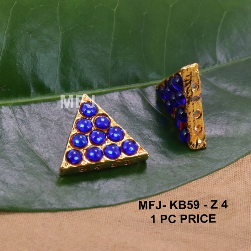Blue Colour Kempu Connector Stones Double Mango Designed Golden Colour Polished Jewellery Making Bit(1pc Price) Online