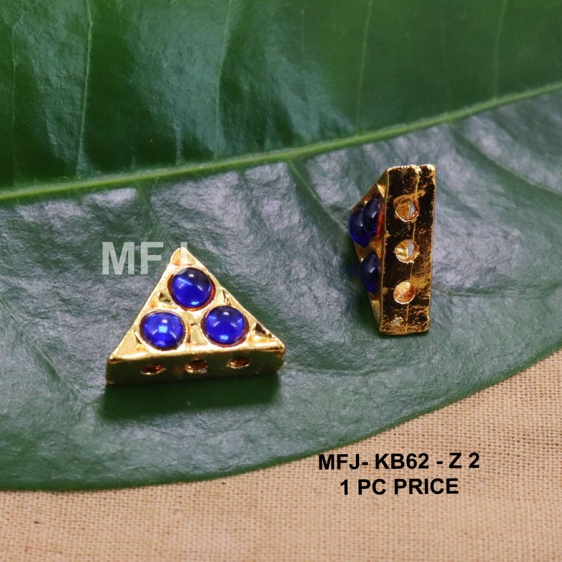 Blue Colour Kempu Connector Three Stones Designed Golden Colour Polished Jewellery Making Bit(1pc Price) Online