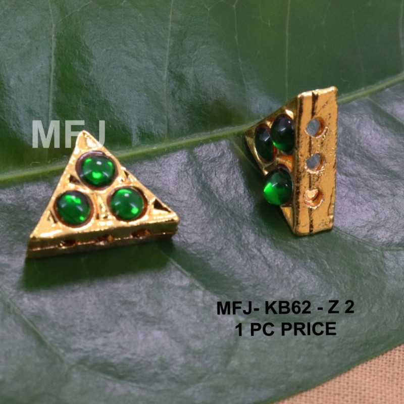 Green Colour Kempu Connector Three Stones Designed Golden Colour Polished Jewellery Making Bit(1pc Price) Online