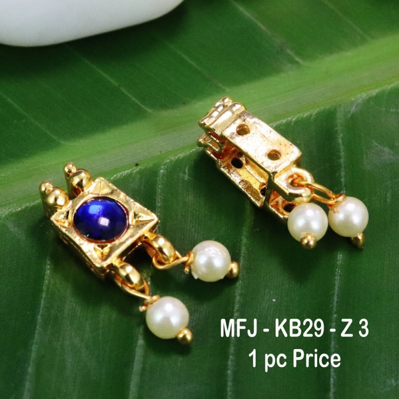 Blue Colour Kempu Connector Stone With Pearls Drops Designed Golden Colour Polished Jewellery Making Bit(1pc Price) Online