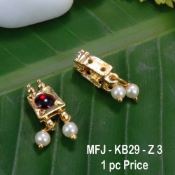 Ruby Colour Kempu Connector Stone With Pearls Drops Designed Golden Colour Polished Jewellery Making Bit(1pc Price) Online