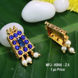 Blue Colour Kempu Connector Stone With Pearls Drops Designed Golden Colour Polished Jewellery Making Bit(1pc Price) Online