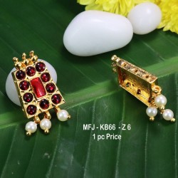 Ruby Colour Kempu Connector Stone With Pearls Drops Designed Golden Colour Polished Jewellery Making Bit(1pc Price) Online