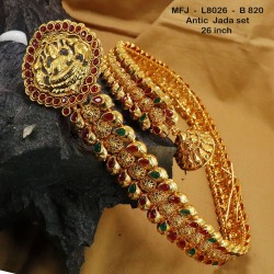 Ruby,Emerald Stones Mango&Lakshmi Design Antic Finish Full Jadaset Buy Online