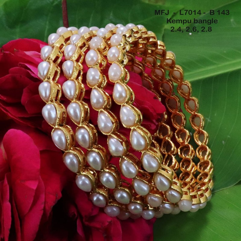 2.4 Size Wight Kempu Stones Thilakam Design Gold Plated Finish Two Pair Bangles Buy Online