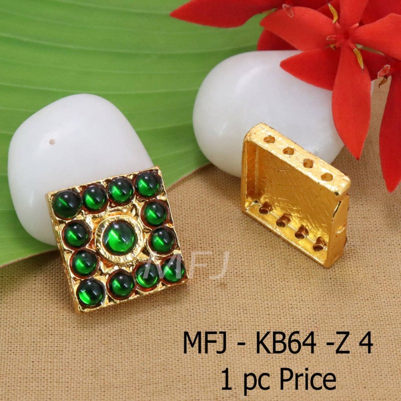 Green Colour Kempu Connector Stone Designed Golden Colour Polished Jewellery Making Bit(1pc Price) Online